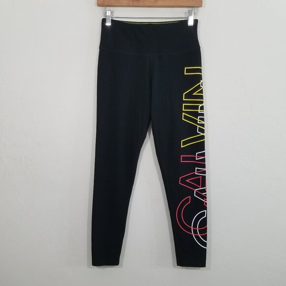 Calvin Klein Performance Logo Stretch Leggings Black Size M - Picture 1 of 7